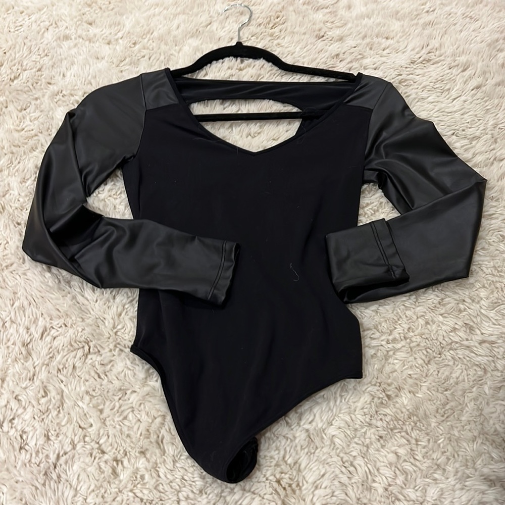 bebe seamless leather top